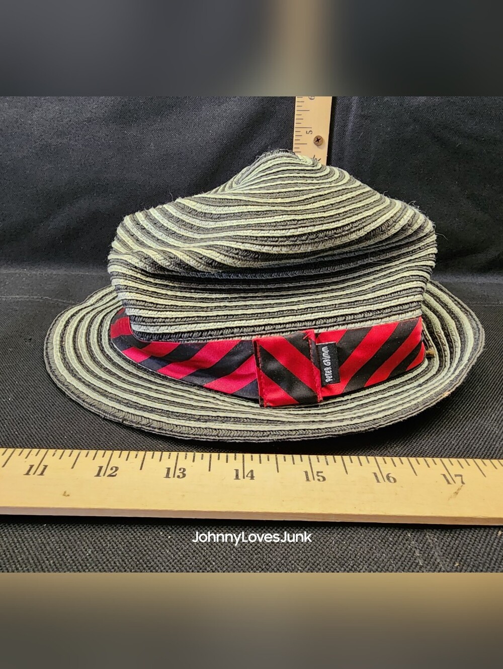 Peter Grimm Fedora Red Gray 100% Straw Men's L/XL Used